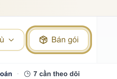 Nút Bán gói trên thanh điều hành ngày, được khoanh vàng