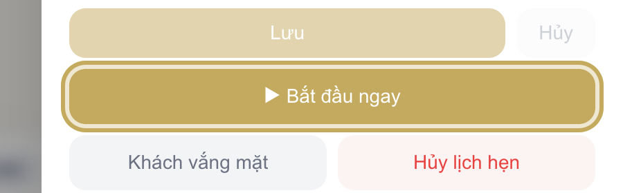 Chi tiết lịch hẹn ở trạng thái Đã xác nhận với nút Bắt đầu ngay được khoanh vàng