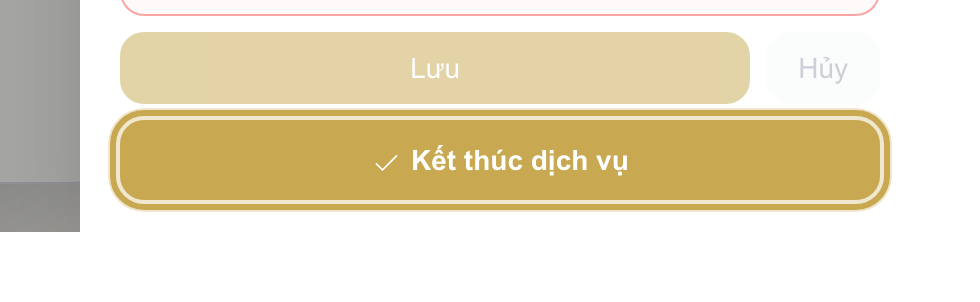 Chi tiết một lịch đang Đang làm với nút Kết thúc dịch vụ được khoanh vàng