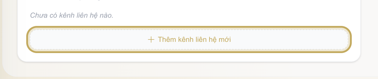 Khối Kênh liên hệ với nút + Thêm kênh liên hệ mới được khoanh vàng