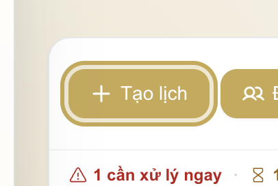 Nút Tạo lịch màu vàng phía trên lưới lịch được khoanh vàng