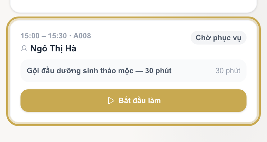 Một lịch đang chờ với nút Bắt đầu làm được khoanh vàng