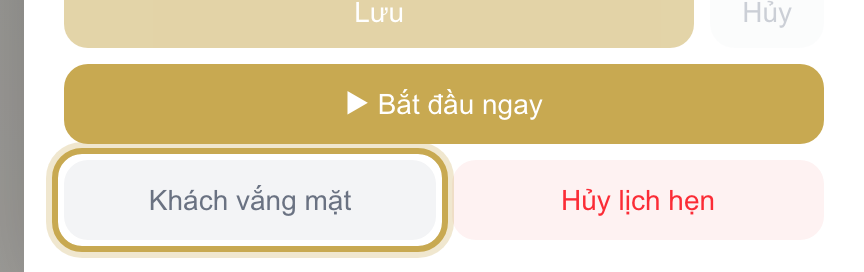 Chi tiết lịch hẹn với nút Khách vắng mặt được khoanh vàng